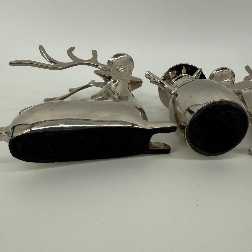 Set of 3 Silver Metal Reindeer & Snowman Candle Holders Modern Christmas Decor - Picture 6 of 13